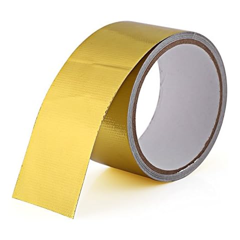 Heat Shield Tape, MAGT Gold Aluminum Foil Self-Adhesive Heat Reflective Waterproof High Temp Heat Tape for Car Intake Pipe and Engine Bay Cover