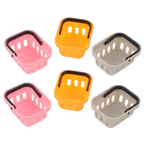 FRCOLOR 6 Pièces Miniature Dollhouse Shopping Baskets Safe Pla Mini Market Storage For Pretend Play Kitchen Accessories Compact Retail Basket Set For Dollhouse Bread And Fruit Storage