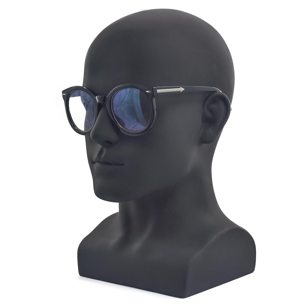 Testa manichino maschile testa professionale manichino per display parrucche cappelli cuffie maschera occhiali da sole gioielli e supporto display Scravat (nero opaco)