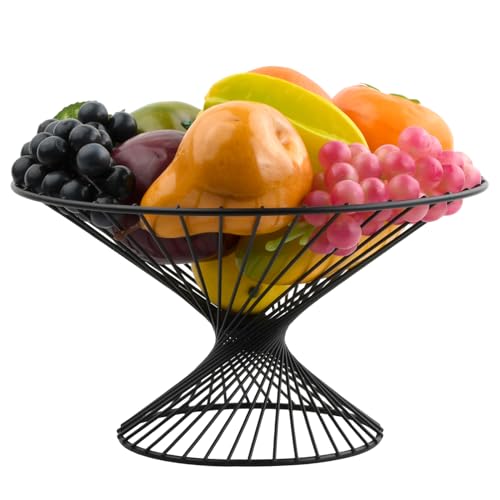 Granvoo Obstschale Schwarz Matt, Obst Etagere, Obstkörbe Metall, Obstschale Modern Groß, Früchtekorb, Draht Obstkorb, Gemüsekorb Küche, Obstschüssel für Obst, Gemüse, Brot, Snacks