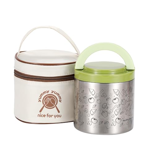 KENTROON Insulated Food Jar,630ml Soup Container Lunch Box, Stainless Steel Bento Box with Handle, Breakfast Cup Soup Storage Container Sealed for Work Travel (Green)