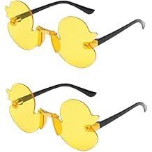 2Pcs Yellow Cartoon Little Duck Personality Frameless Sunglasses Boys and Girls Copy Tide Sunshade Sunglasses Girls Gifts
