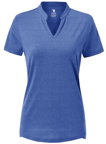 Image of Gopune Women's V Neck Golf Polo Shirts Collarless Short Sleeve Lightweight Quick Dry Tennis Running T-Shirts