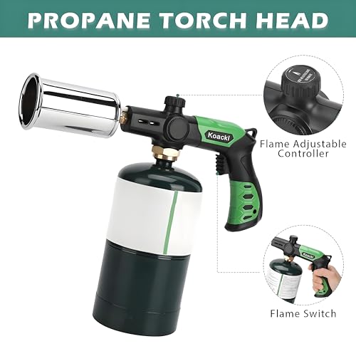 Koackl Propane Torch Head, Kitchen Blow Torch Gun, Campfire Charcoal Starter, Grill Torch with Igniter, Adjustable Flame for Cooking, Soldering(Propane Tank Not Included) - Thumbnail 4