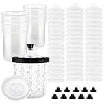 DAJAVE 50 Pcs Paint Mixing Cups for Spray Guns 22oz/650ml Disposable Paint Sprayer Gun Cup Liners and Lid System for Primers, Coatings - with 50 Lids, 50 Cups, 20 Plugs, 1 Hard Cup with Retainer Ring