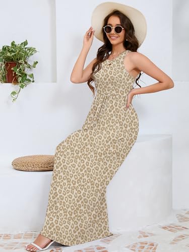 Image of DEARCASE Women's Sleeveless Summer Maxi Dress with Pockets,Beach,Vacation