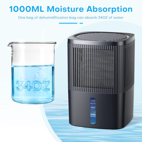 TABYIK Moisture Absorber 1000ml (34OZ) x 2 Pack, Disposable Dehumidifier with Refiil Bags, Portable Dehumidifier for your Bathroom, Closet, RV, Kitchen and Bedroom, 15㎡, No Electricity Required