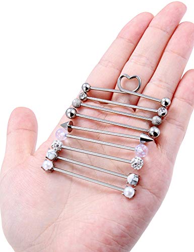 Jenxnjsjo Industrial Piercing Jewelry Industrial Earrings Industrial Piercing Industrial Bar Piercing Industrial Bar Industrial Piercing Jewelry Surgical Steel Industrial Jewelry Industrial Bars #TOP1
