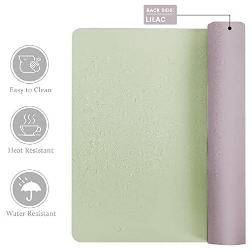 Image of Aothia Double-Sided Desk Pad, Large Mouse Pad, Office Mat, Non-Slip PU Leather Blotter, Laptop Pad, Waterproof Writing Pad for Office and Home (Matcha Green, 23.6 inch x 13.7 inch)
