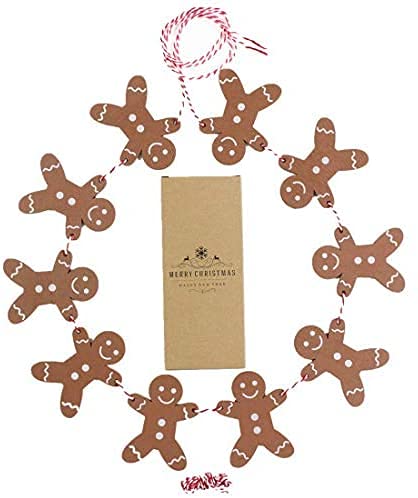 Wooden Gingerbread Man Christmas Garland Party Bunting Decoration, 2M #TOP6