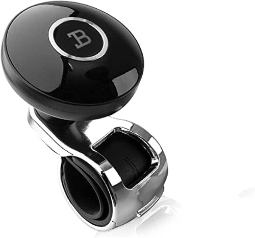 FOURING BL Steering Wheel Knob Spinner - Universal Non-Slip Fit, ABS & Premium High Gloss Chrome Plated Finish Suicide Knob with Metal Ball Bearing & Easy Installation (Black Glossy)