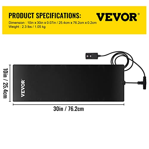 Vevor 30 0In, 10In X 30In 120V Walkway, Pvc Heated Ice Power Cord, Ideal Winter Outdoor Slip-Proof Snow Mat, 2'' Per Hour Melting Speed, Black #TOP6