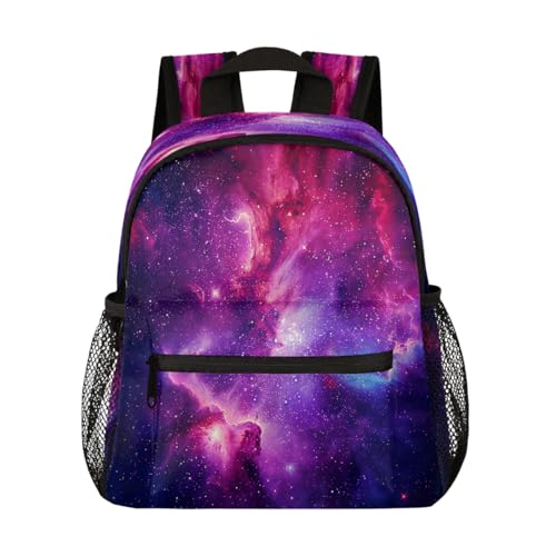 Toddler Backpack for Girls Boys Kids Pink Purple Galaxy Mini Backpack School Bookbag Cute Preschool Backpacks with Chest Strap