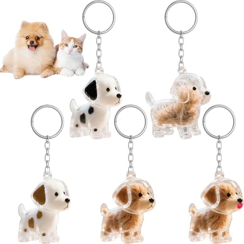 GWAWG 6 Stück Tierhaar Schlüsselanhänger – Gedenkanhänger für Katzen & Hunde mit Kapsel zur Aufbewahrung, DIY Erinnerungsgeschenk für Tierliebhaber, Lustige Geschenkidee zu Weihnachten (Hund)