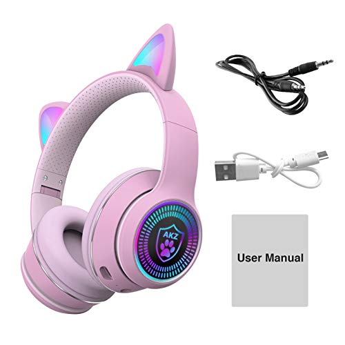 Headphone Gaming Headphone pliable et extensible avec microphone stéréo, RGB LED Light, Deep Bass Wired Gaming Headset Cover