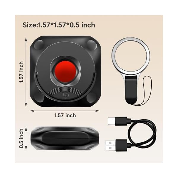 Portable Hidden Camera Detectors, Rechargable Anti-Spy Anti-Bug Camera Detector Spy Camera Finder, 720H Battery Capacity Infrared Scanning Detectors for Hotel,Bathroom,Office,Travel,Car,Black - Image 8