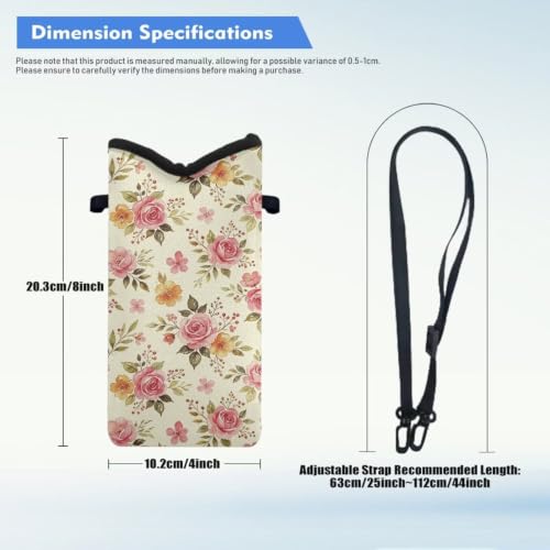 Image of Small Crossbody Bag for Women Waterproof Cell Phone Case Neoprene Mobile Phone Protection Bag Mini Satchel for Travel, Beach, Casual, Rose Floral Beige