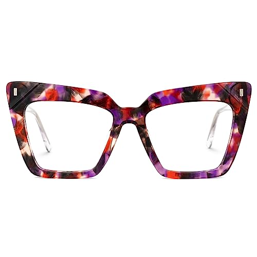 Image of Zeelool Fashion Cat Eye Glasses Frame for Women with Non-prescription Clear Lens Eyeglasses Barnes ZJGA595438