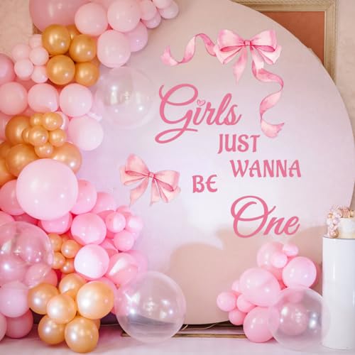 Vinilo decorativo primer cumpleaños lazo rosa miniatura 3