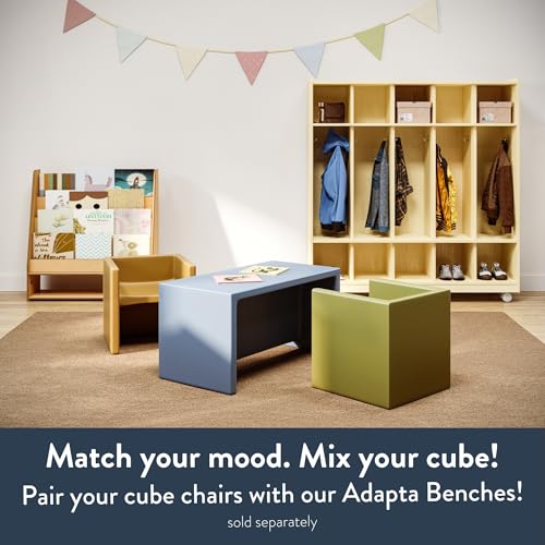 Image of Children's Factory 3-in-1 Cube Chairs for Kids, Kids Chair, Almond, 1 | Polyethylene Toddler Outdoor Chair, Classroom Furniture Made in the USA, Recyclable Multi-Use Flexible Seating Classroom