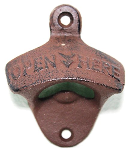Wall Bottle Opener Wine Beer Mount Copper Cap Iron Cafe Bar Wall Open Here Metal Retro Cap Catcher Vintage Fixed Wall-mounted (1pcs)