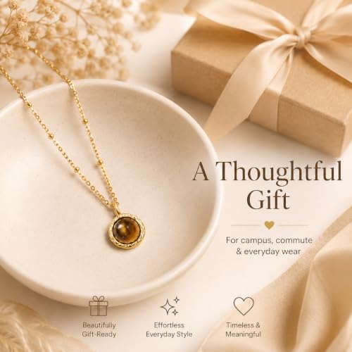 Monsefi Gold Tiger Eye Necklace for Women, Small Pendant Everyday Jewelry by Monsefi - Used condition - Image 4