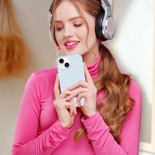 Hython for iPhone 14 Case & iPhone 13 Case Cute Polka Dot Aesthetic Design Simple Cover 6.1", Thin Slim Anti-Scratch Soft TPU Bumper Shockproof Rubber Protective Phone Cover Women Girls Girly, Blue by Hython - Used condition - Image 6