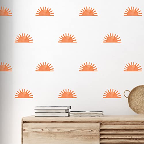 Sunshine Pattern Wall Decals By Wallency - Orange Sun And Rays Wall Stickers - Peel & Stick, Removable Stickers For Nursery - Set Of 50 Stickers #TOP11