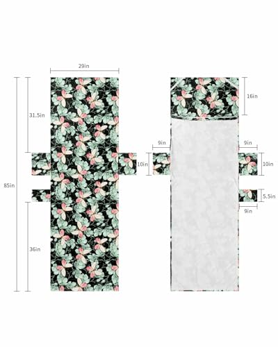 Teal Botanical Beach Lounge Chair Towel Cover, Soft Chaise Lounge Towel with Side Pockets Patio Pool Chairs Cover for Beach/Pool Sunbathing 29x85 Spring Floral Summer Butterfly