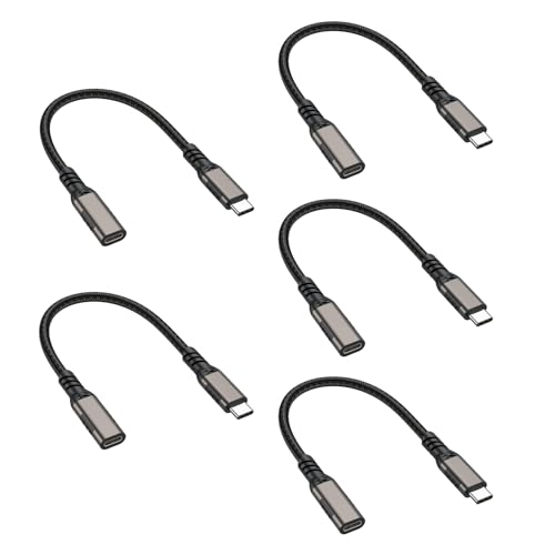 UVOOI Short USB C Extension Cable 1FT 5-Pack, Small USBC Male to Female Cord [USB3.2 Gen2/10Gbps] Sync Transfer 100W/5A Fast Charging Compatible with iPhone 15, iPad Pro/Air, MacBook Air M2/ M1/ Pro by UVOOI - Used condition - US$19.81