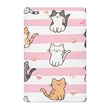 Rosa weiße Streifen Cartoon Katze Kinderbett Essentials Bettwäsche für Mädchen 132 x 71 cm Sabanas para cunas de