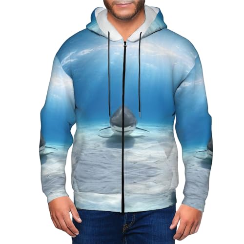 Sweat à capuche requin tigre pour homme - Pull décontracté à cordon - 4