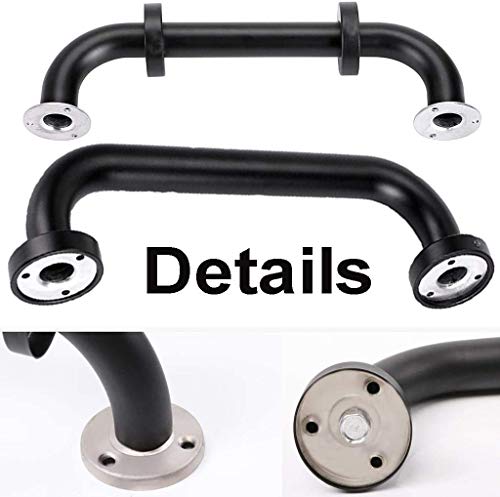 2 Pack 12 Inch Matte Black Shower Grab Bar,ZUEXT Stainless Steel Wall Mount Safety Grab Bar Handle,Bathroom Balance Bar, Safety Hand Rail Support - Handicap, Elderly, Injury, Senior Assist Bath Handle - Thumbnail 3