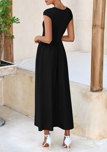 PRETTYGARDEN Women's 2025 Summer Casual Long Dresses Cap Sleeve Patchwork A Line Flowy Modest Elegant Homecoming Maxi Dress2