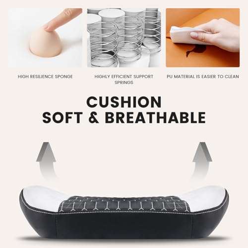 Gaming Desk Chair for Adults, Ergonomic Gaming Chair with Footrest & Headrest and Lumbar Support, Leather Material Height Adjustable Computer Video Game Chairs (Black+White-1)