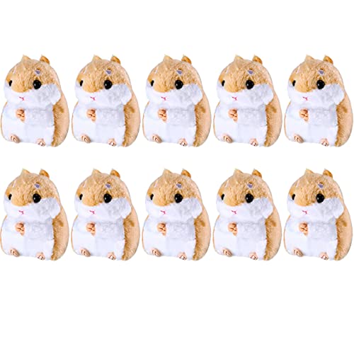 10 Pcs Hamster Plush Stuffed Animal, Hamsters Plush Toys Cute Hamster Toy Gift Keychain For Kids Birthday Party Favors Treasure Chest Prizes Goodies Treat Bag Filler (Light Brown) #TOP7
