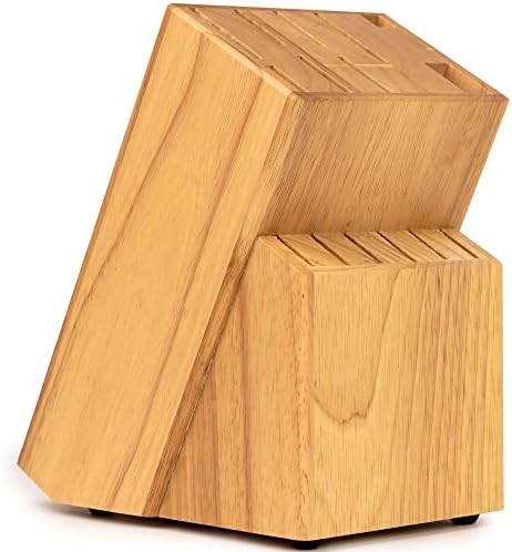 Coninx Knife Block RubberWood - Safe & Easy Universal Knife Block Solution - Convenient and Secure Knife Block Without Knives to Save Space and Find Your Knives Easily