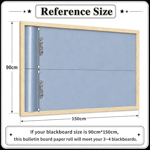 Cottage Blue Bulletin Board Roll Non-woven Fabric Bulletin Board Background Boho Blue Non-woven Fabric Backdrop Back to School Classroom Decor Poster for Birthday Party Art Crafts Supplies 16in X 40ft - Image 3
