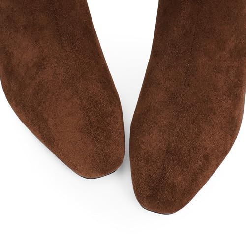 Image of Knee High Boots Women Square Toe Kitten Heel Tall Boots | Womens Low Heel Fashion Heeled Fall Boots, Dressy Tall Long Boots For Women