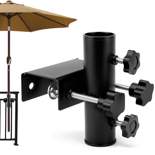 Sonnenschirmhalter Balkongeländer, Sonnenschirm Halterung Balkon, Schirmhalterung Balkongeländer, Stabiler Balkonschirmhalter Schirmständer Balkon Schwarz Schirmhalter für Sonnenschirme Balkon Terrass
