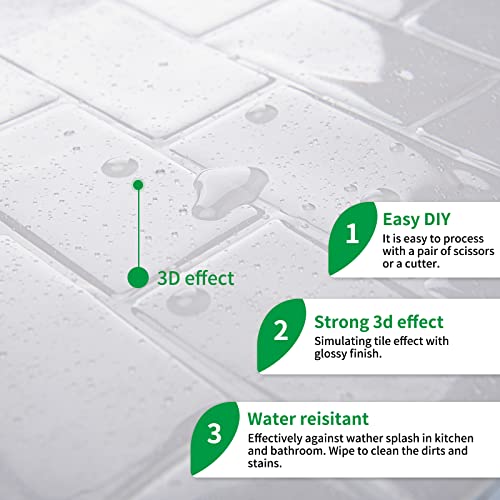 Longking Peel And Stick Backsplash Tile, Self-Adhesive Vinyl Subway Tiles, Stick On Tiles, 10-Pack #TOP5