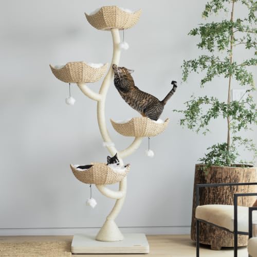 Image of Mau - 73 inch Modern Cat Tree Tower for Large Cats, Tall Luxury Cat Condo