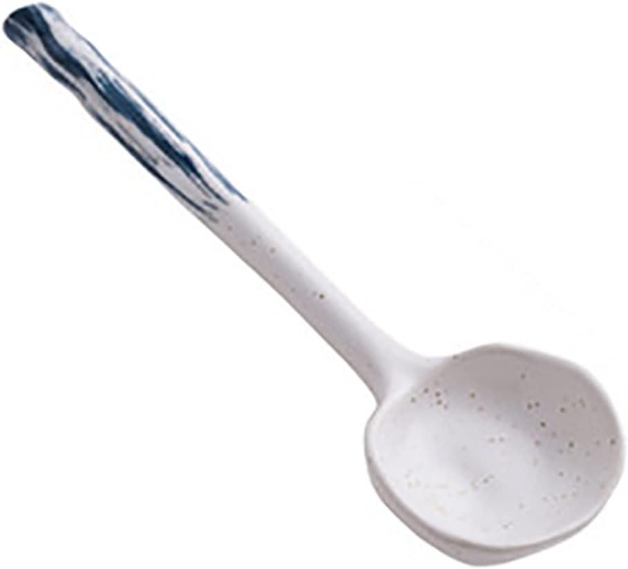 Cooking Ceramic Long Handle Round Spoon Household Kitchen Tableware (Color : 1) (2)