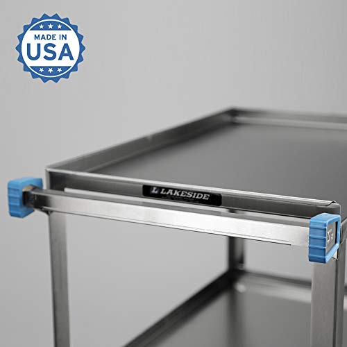 Lakeside Manufacturing 411 Utility Cart, Stainless Steel, 3 Shelves, 500 lb. Capacity (Fully Assembled) - Thumbnail 2