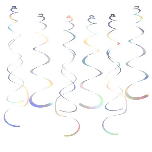 Party Swirl Decorations Iridescent Shinny Foil Hanging Swirl Decorations Plastic