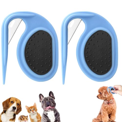 Dematting Comb for Dogs, Pet Knotting Comb, Knotting Comb for Cats, De Knotting Comb for Dog, Pet Dog Shedding Brush Puppy Kitten Brush Hair Removal Tool Grooming Comb Loose Epilator (Blue*2)
