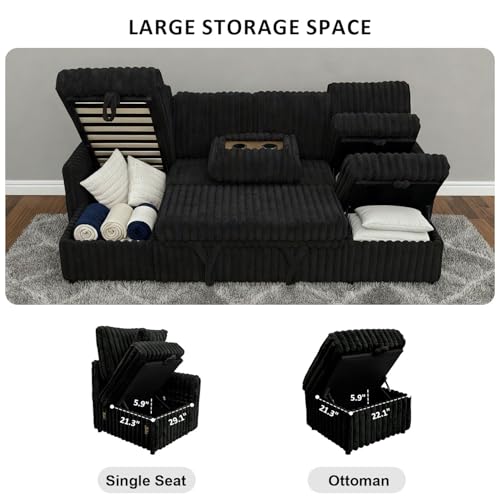Image of KCGKCG 104 inch U Shaped Sleeper Sofa Bed, Pull Out Couches for Living Room