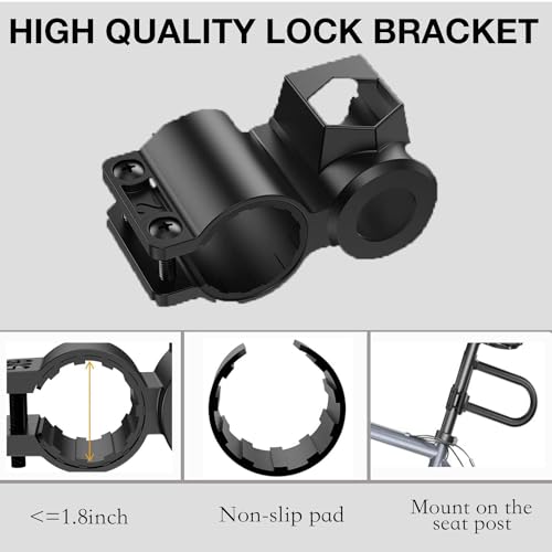 Rifarter Bike Locks Heavy Duty Anti Theft, Bicycle Lock U Lock with 5ft Security Steel Cable and Keys, 17mm Shackle Compact Bike U-Locks with Mounting Bracket for Road, Mountain Bike, Scooters by Rifarter - Image 5