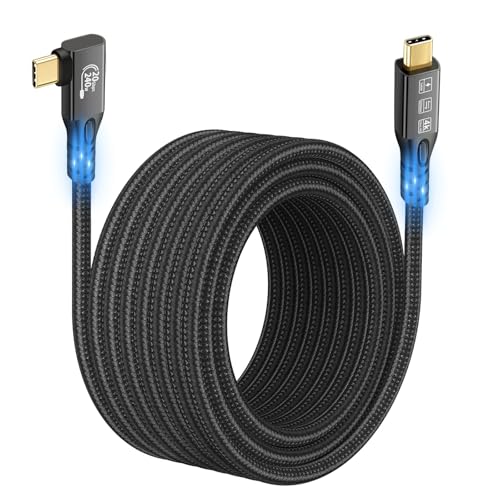 CHENLENIC Kabel USB C 3.2 Gen2x2 20 Gbps, 90 stopni USB C 4K@60 Hz UHD Video 5A/240 W PD3.1 przewód szybkiego ładowania z E-Marker kompatybilny z Thunderbolt 3/4 (90D 20G 240 W 3M)