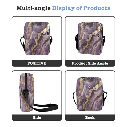 messenger bag for women cross body bag for woman Shoulder Handbag For Travel Adjustable Strap for Outdoor Daily Outdoor Daily- Purple and Gold Marble Texture4